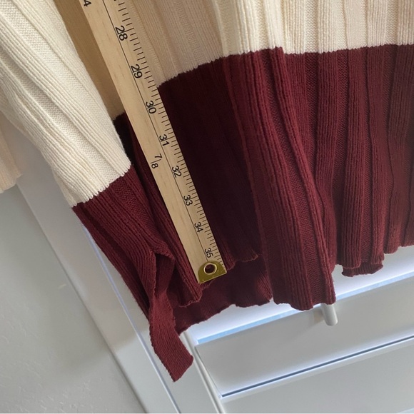 Future Collective XXL Rugby Striped Burgundy and Cream Sweater Mini Dress - Picture 9 of 11